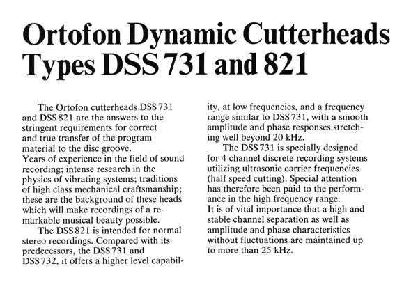 Ortofon cutterheads DSS 731 and DSS 821